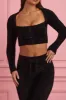 Fluffy Knit Cropped Cardigan in Black sold by Oh Polly