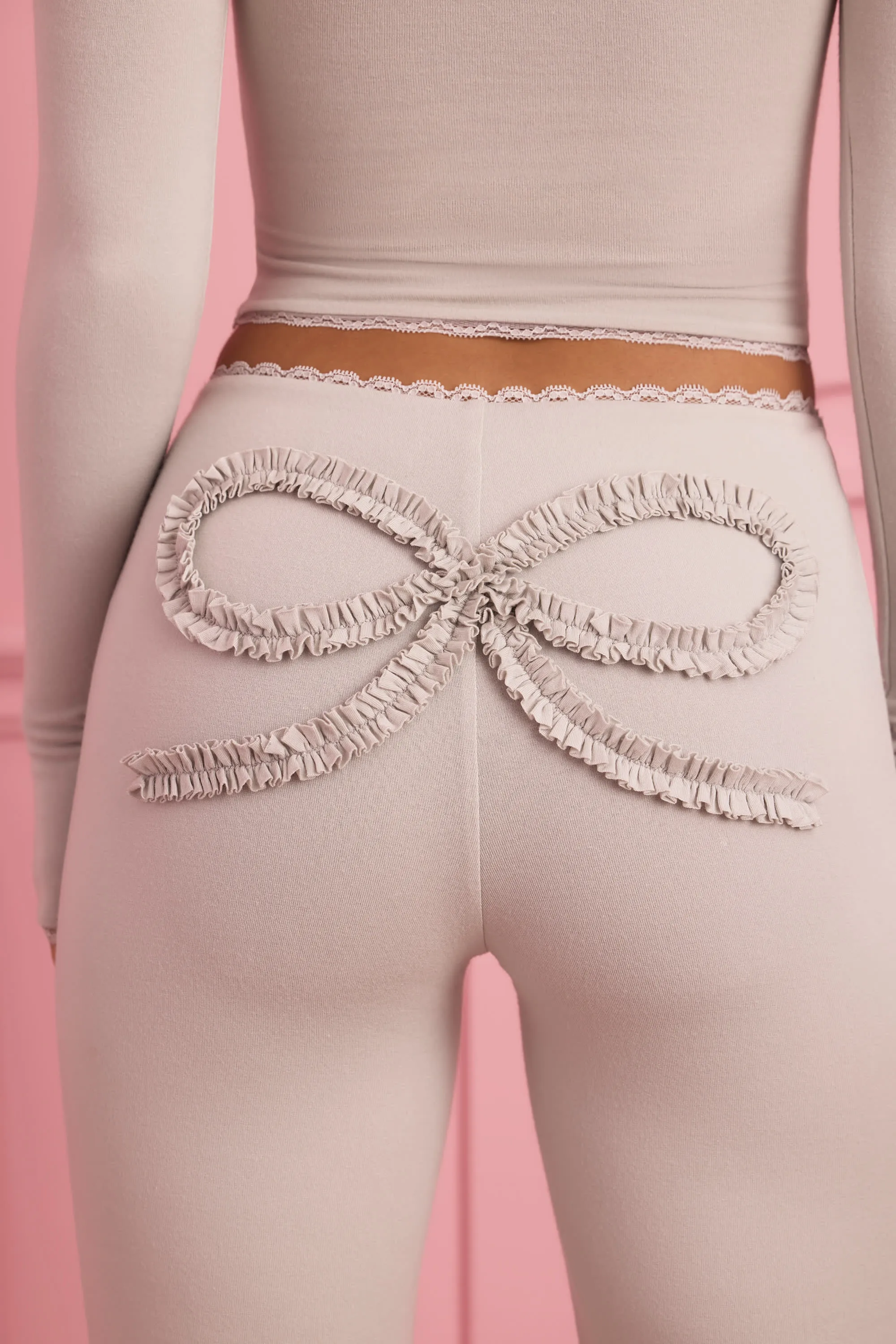 Modal Lace-Trim Appliqué Pyjama Trousers in Cloud Grey sold by Oh Polly product image thumbnail 4