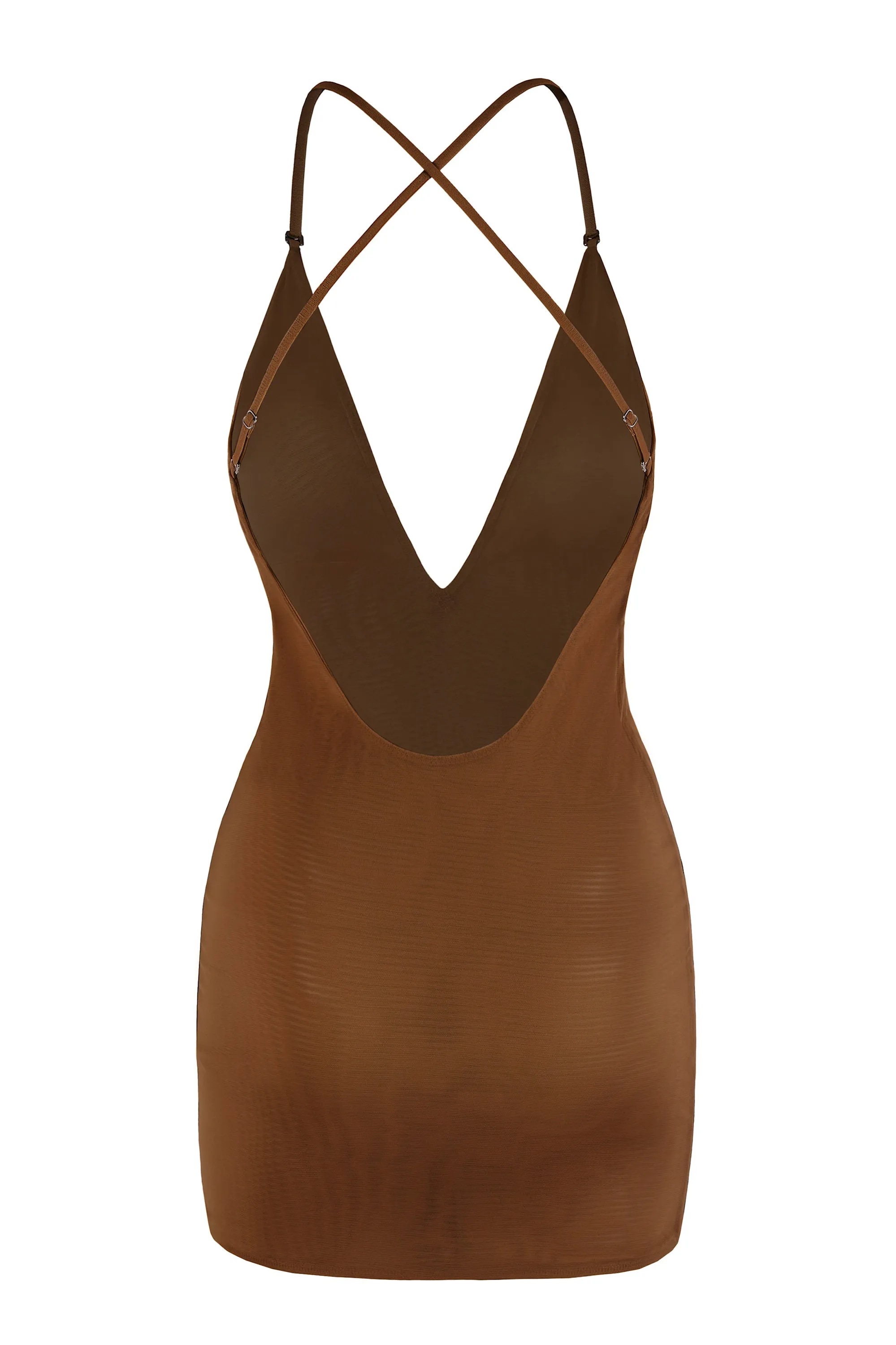Intimates Soft Mesh Multiway Mini Dress in Chestnut sold by Oh Polly product image thumbnail 4