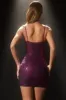 Embellished Plunge Mini Dress in Deep Purple sold by Oh Polly