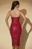 Embellished Sweetheart-Neck Midi Dress in Red sold by Oh Polly