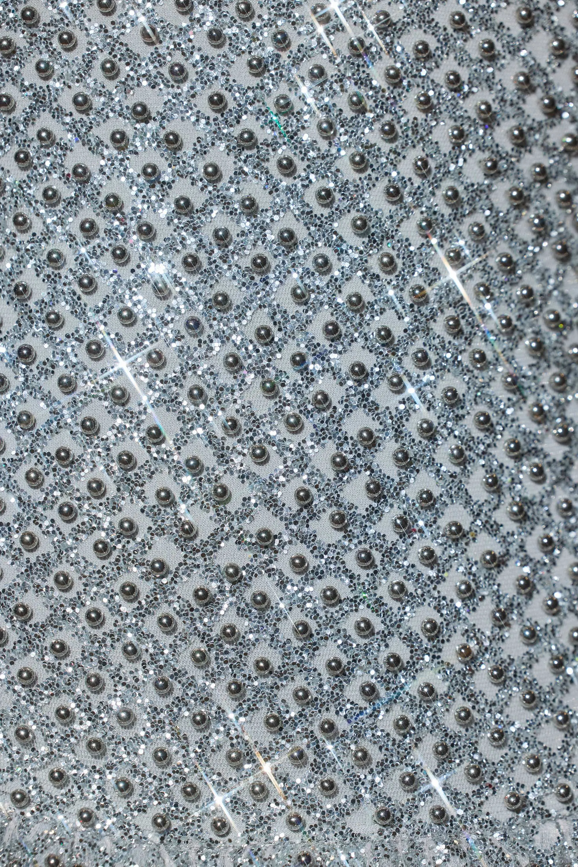 Embellished Bubble Hem Mini Dress in Silver sold by Oh Polly product image thumbnail 5