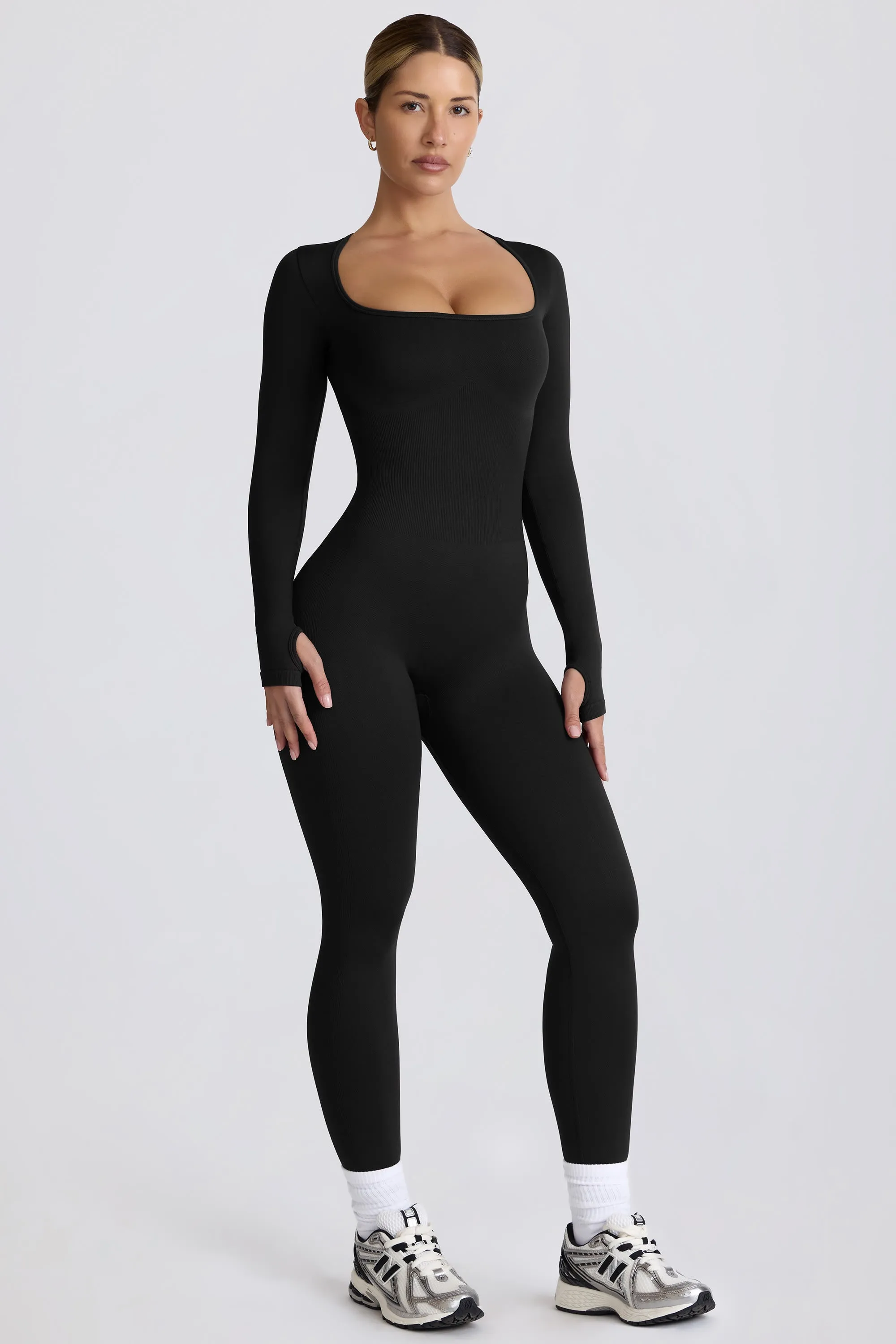 Super Sculpt Seamless Full-Length Jumpsuit in Black sold by Oh Polly