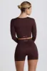 Super Sculpt Seamless Long-Sleeve Crop Top in Chocolate sold by Oh Polly