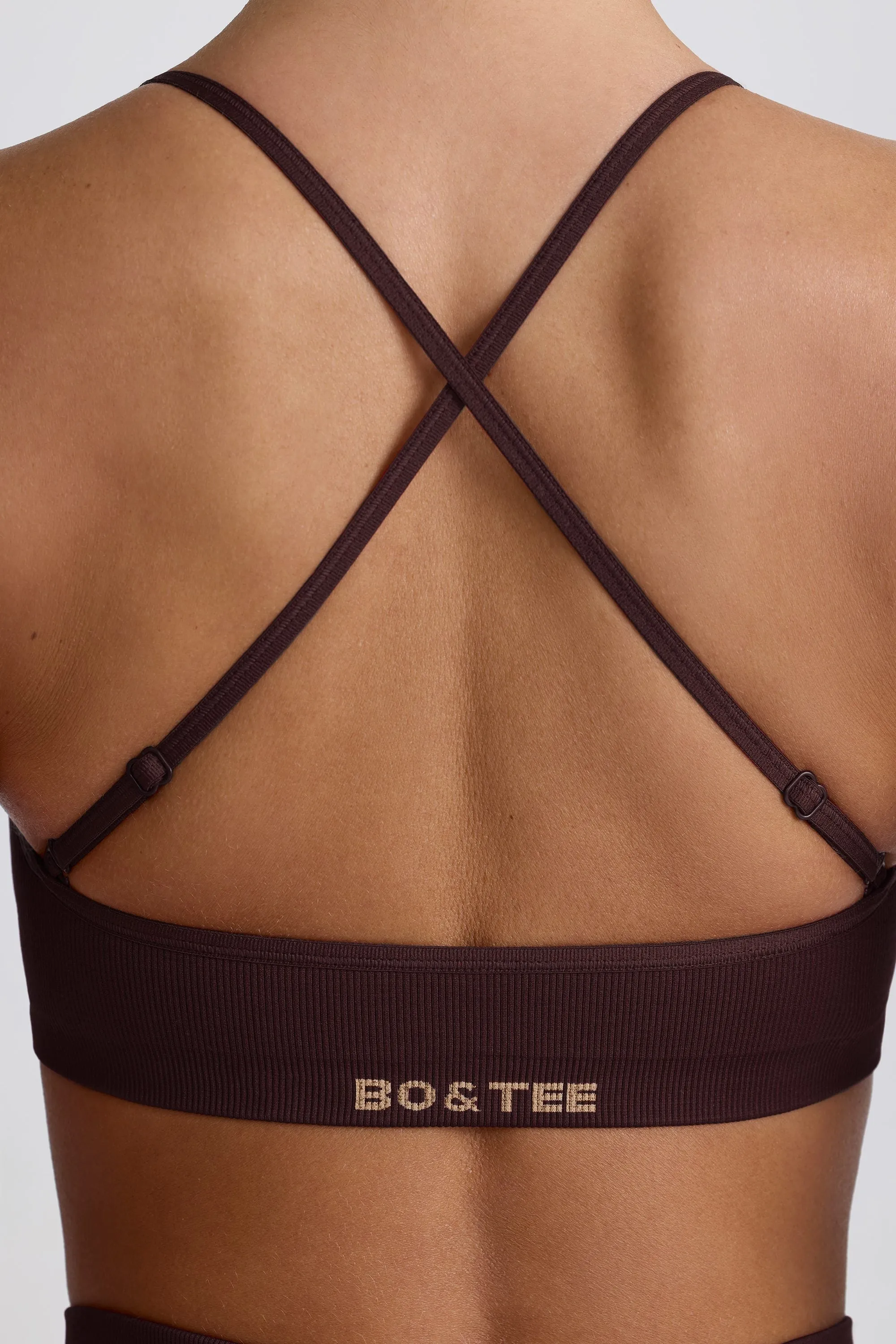 Super Sculpt Seamless Cross-Back Sports Bra in Chocolate sold by Oh Polly product image thumbnail 5