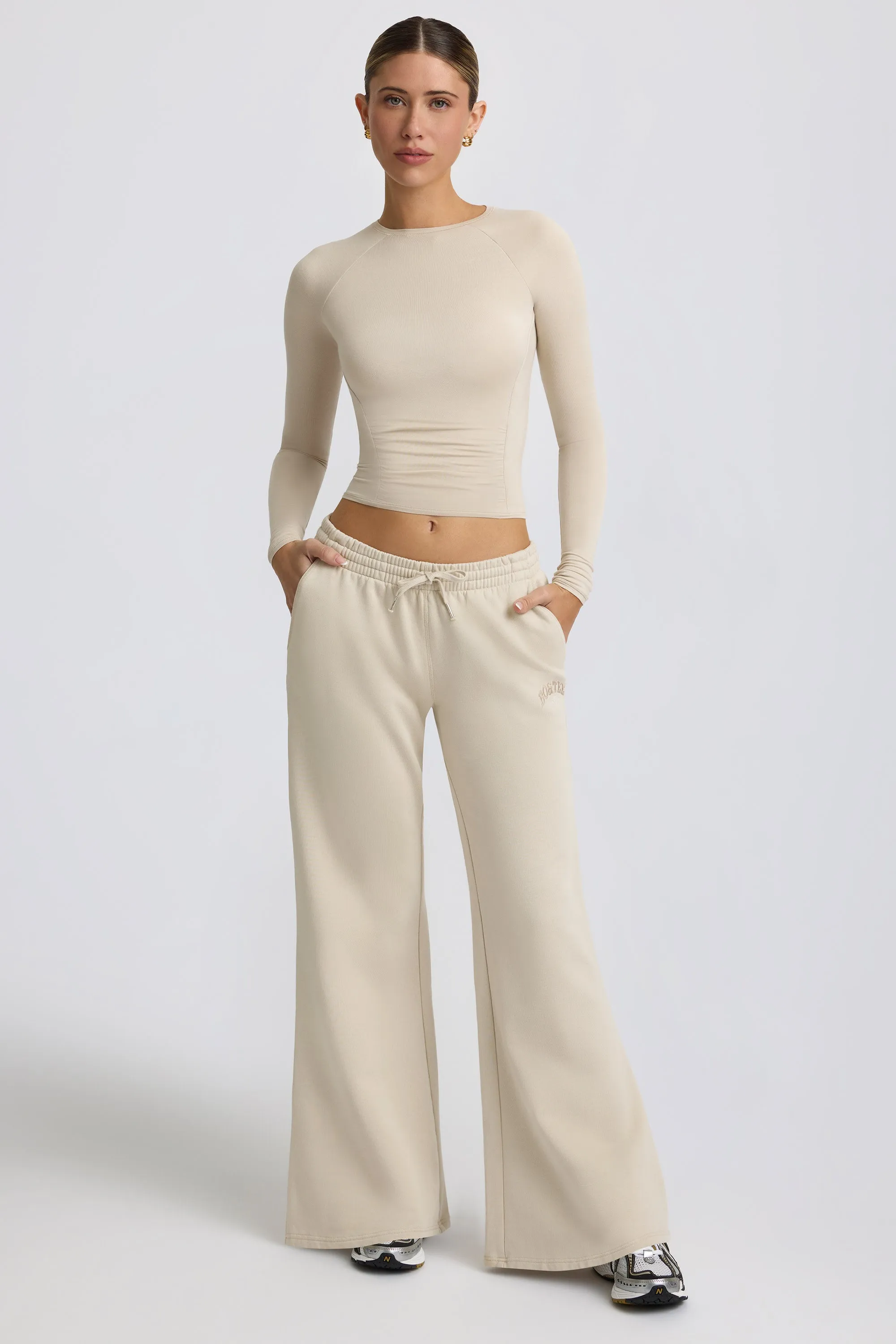 Low-Rise Wide-Leg Joggers in Bone sold by Oh Polly product image thumbnail 5