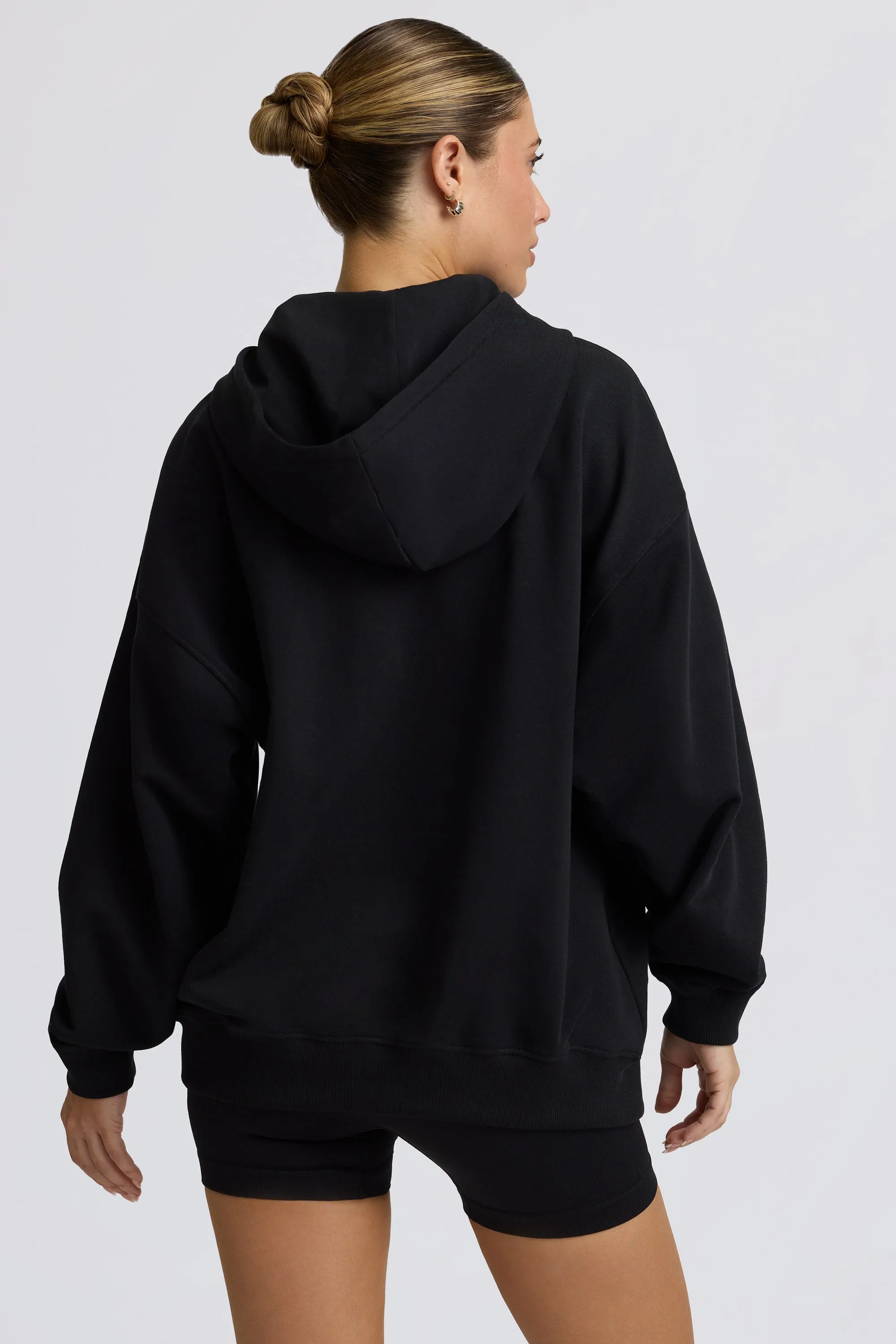 Oversized Zip-Up Hoodie in Black sold by Oh Polly product image thumbnail 2