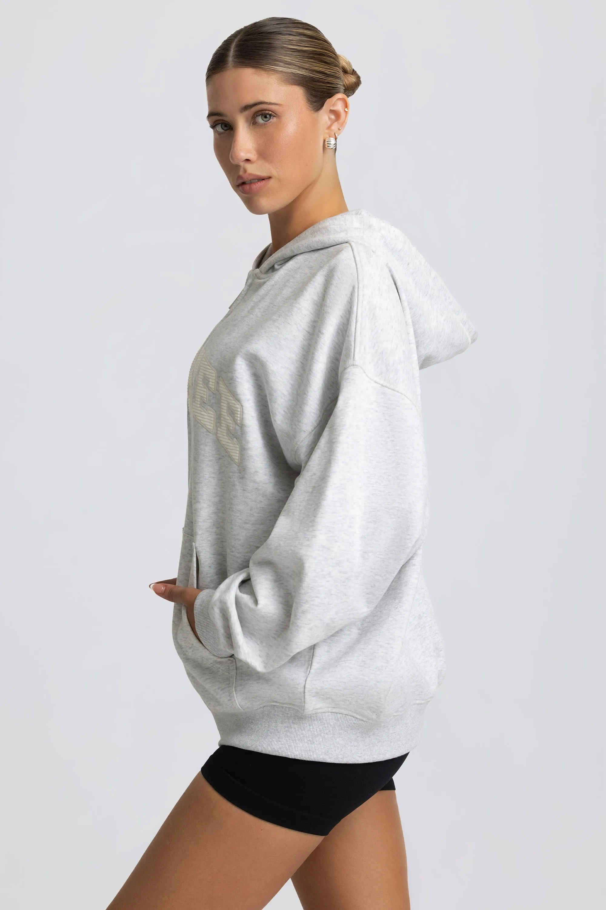 Oversized Zip-Up Hoodie in Grey Marl sold by Oh Polly product image thumbnail 4