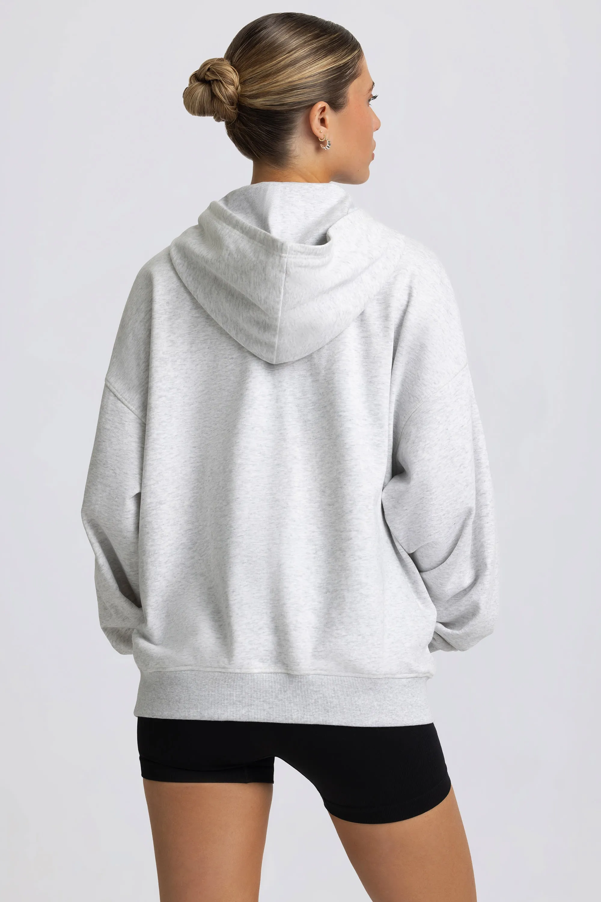 Oversized Zip-Up Hoodie in Grey Marl sold by Oh Polly product image thumbnail 3