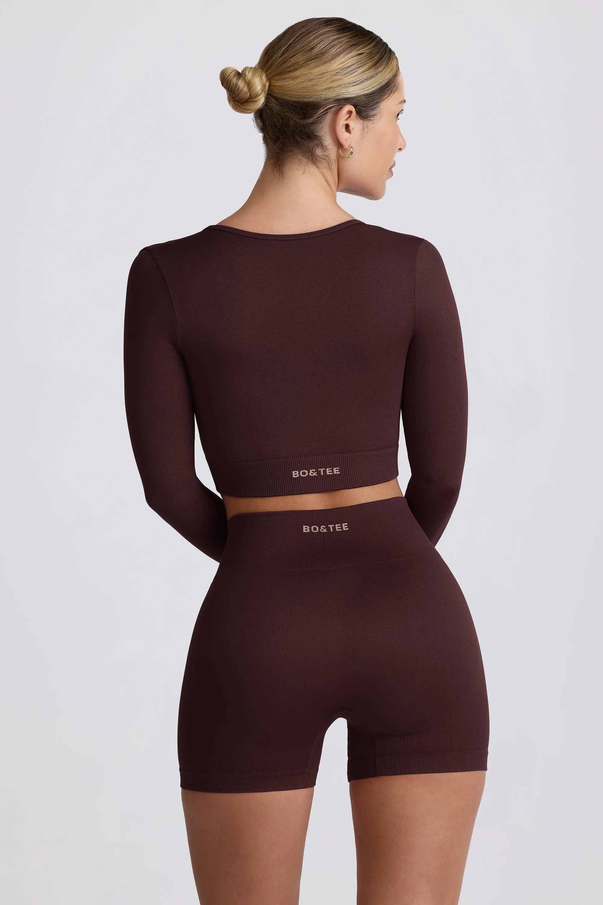 Super Sculpt Seamless High-Waist Mini Shorts in Chocolate sold by Oh Polly product image thumbnail 3