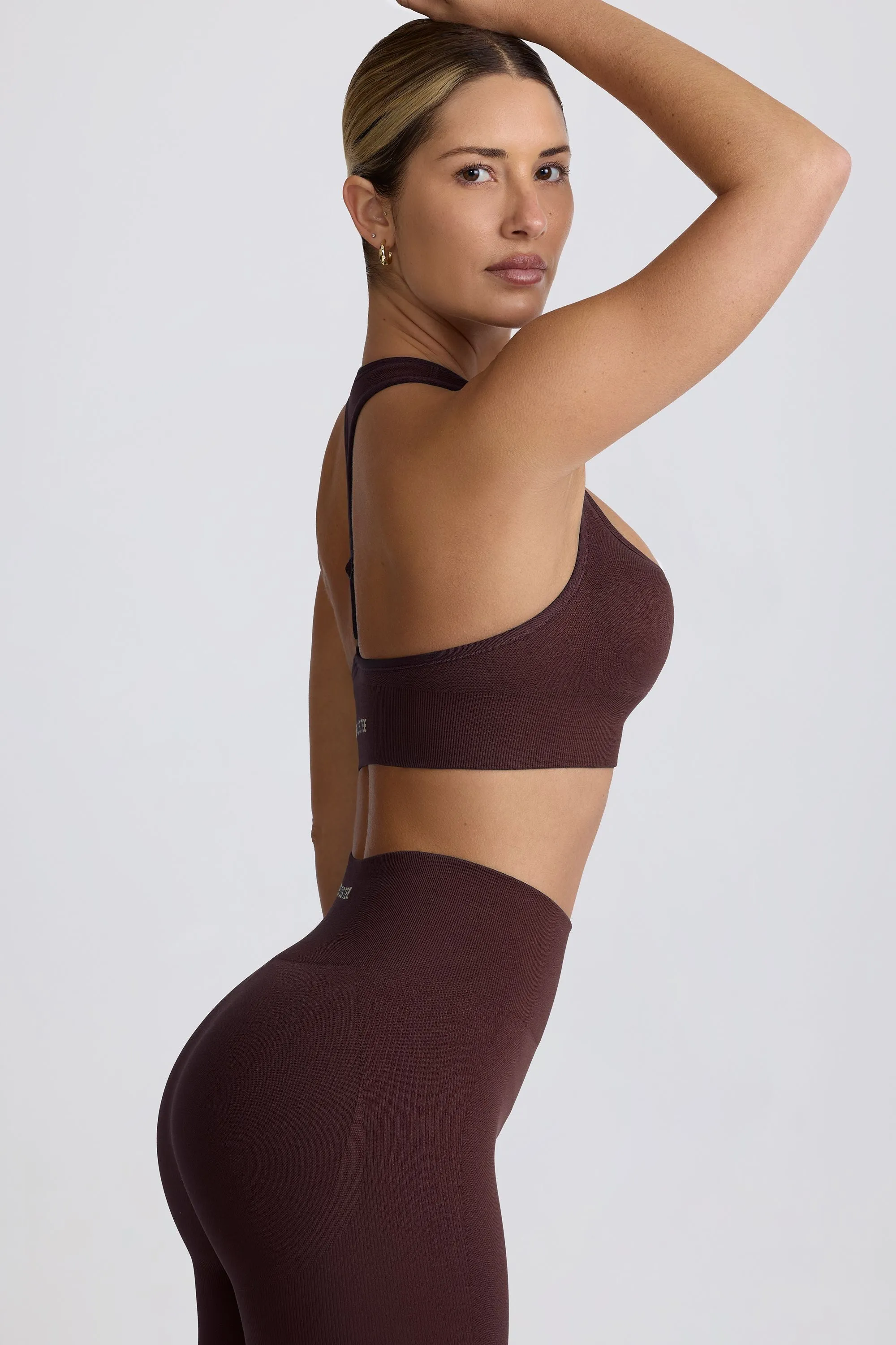 Super Sculpt Seamless T-Back Sports Bra in Chocolate sold by Oh Polly product image thumbnail 4