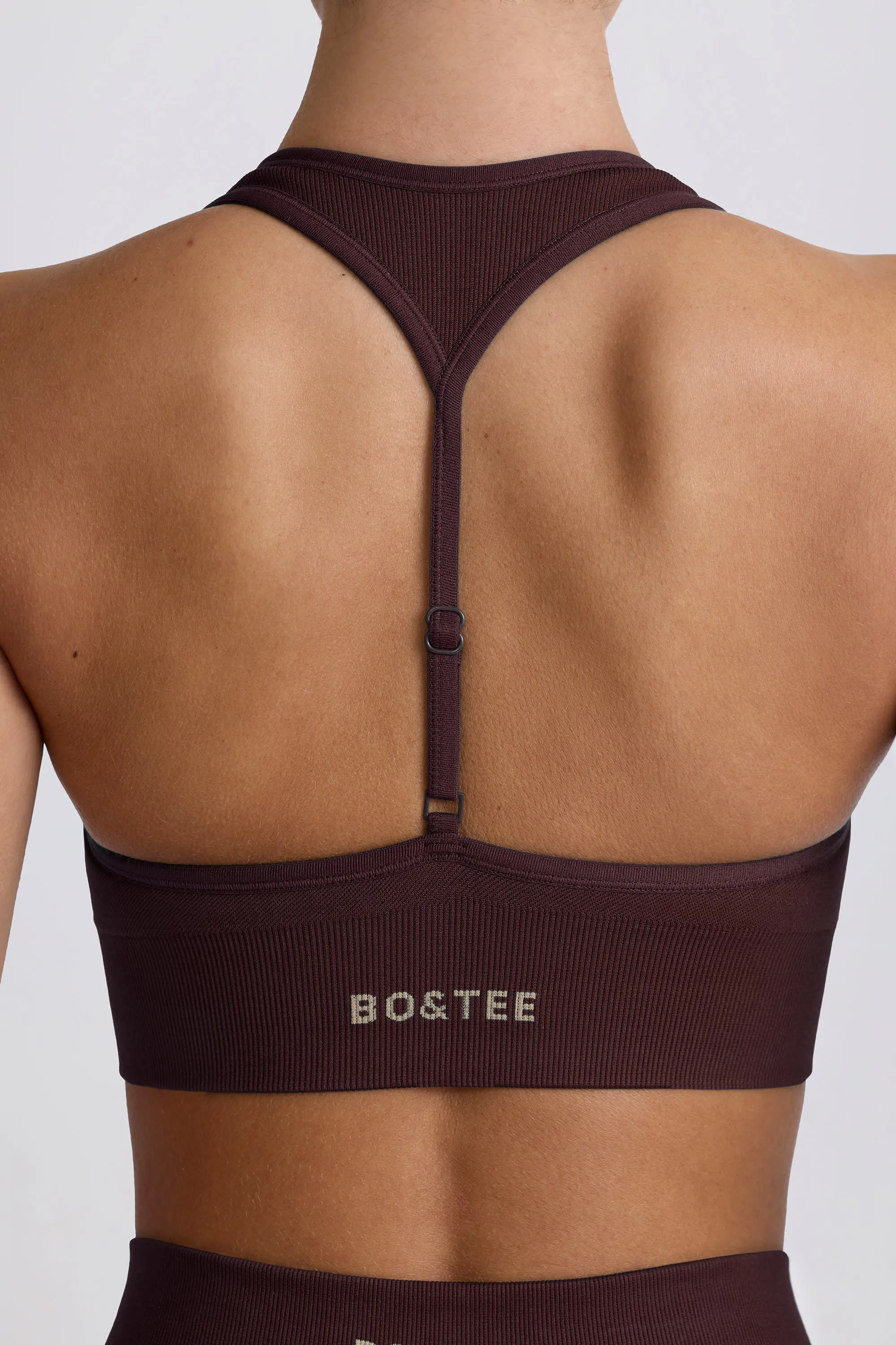 Super Sculpt Seamless T-Back Sports Bra in Chocolate sold by Oh Polly product image thumbnail 5