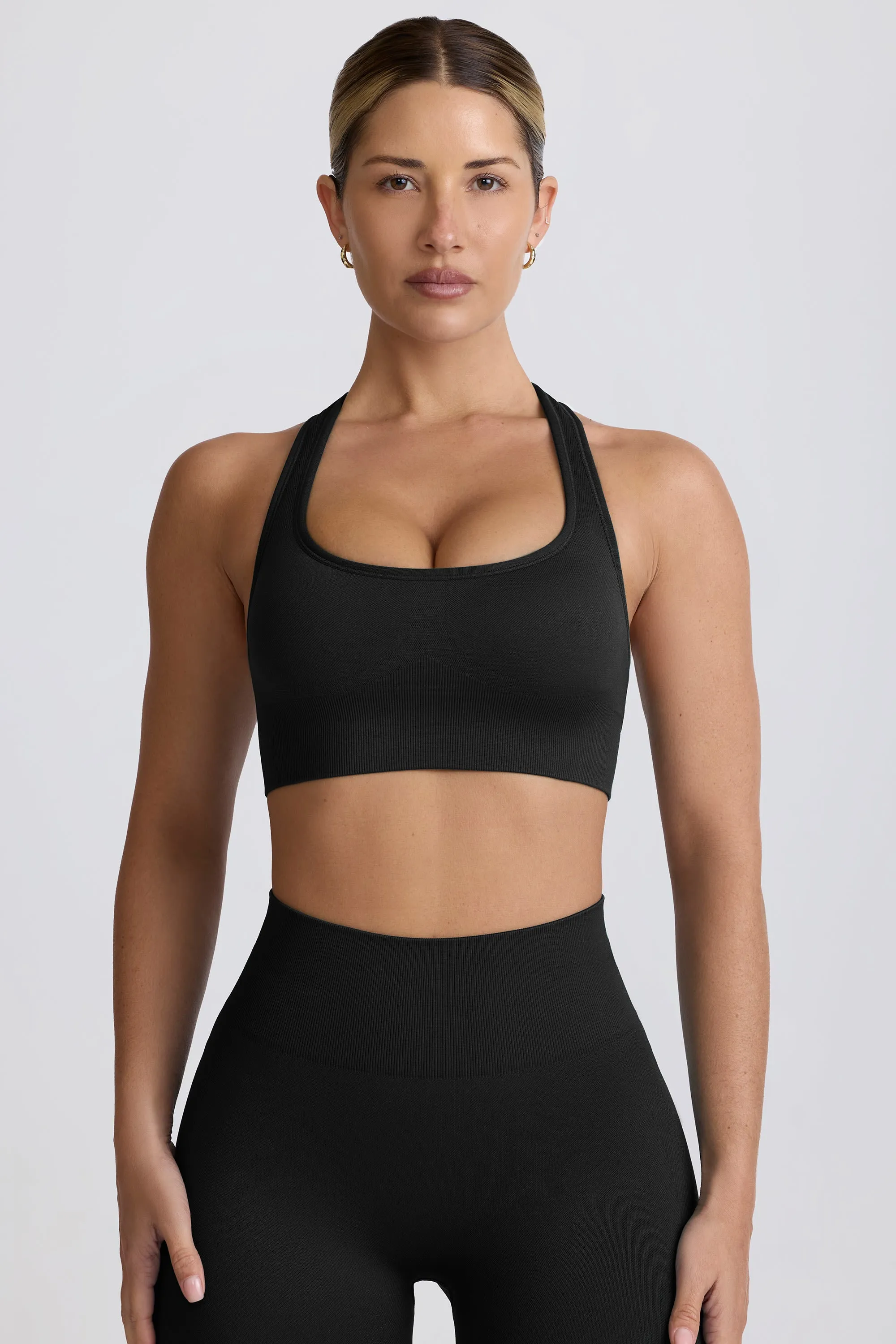 Super Sculpt Seamless T-Back Sports Bra in Black sold by Oh Polly product image thumbnail 3