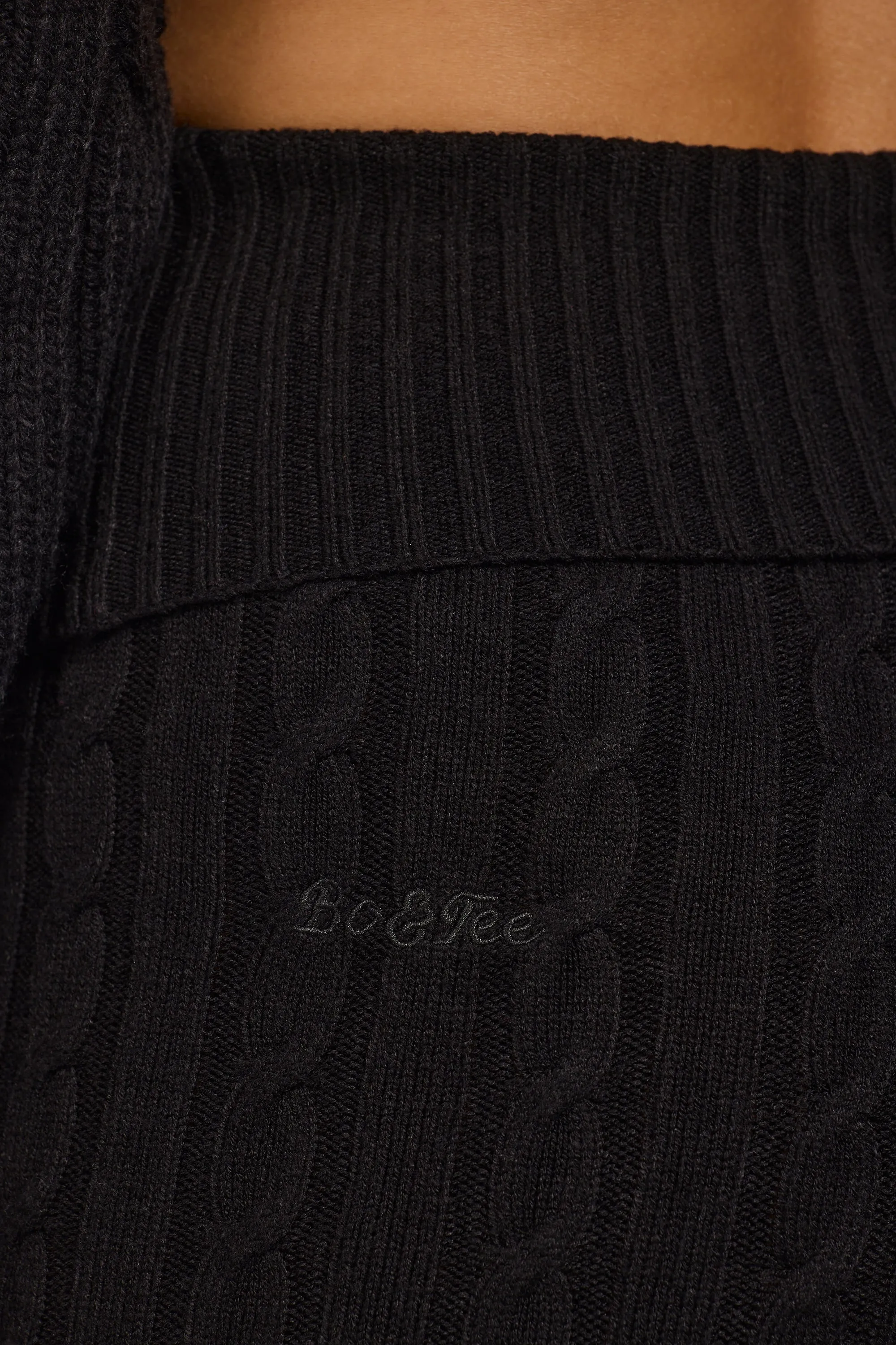 Tall Cable-Knit Flared Trousers in Black sold by Oh Polly product image thumbnail 4