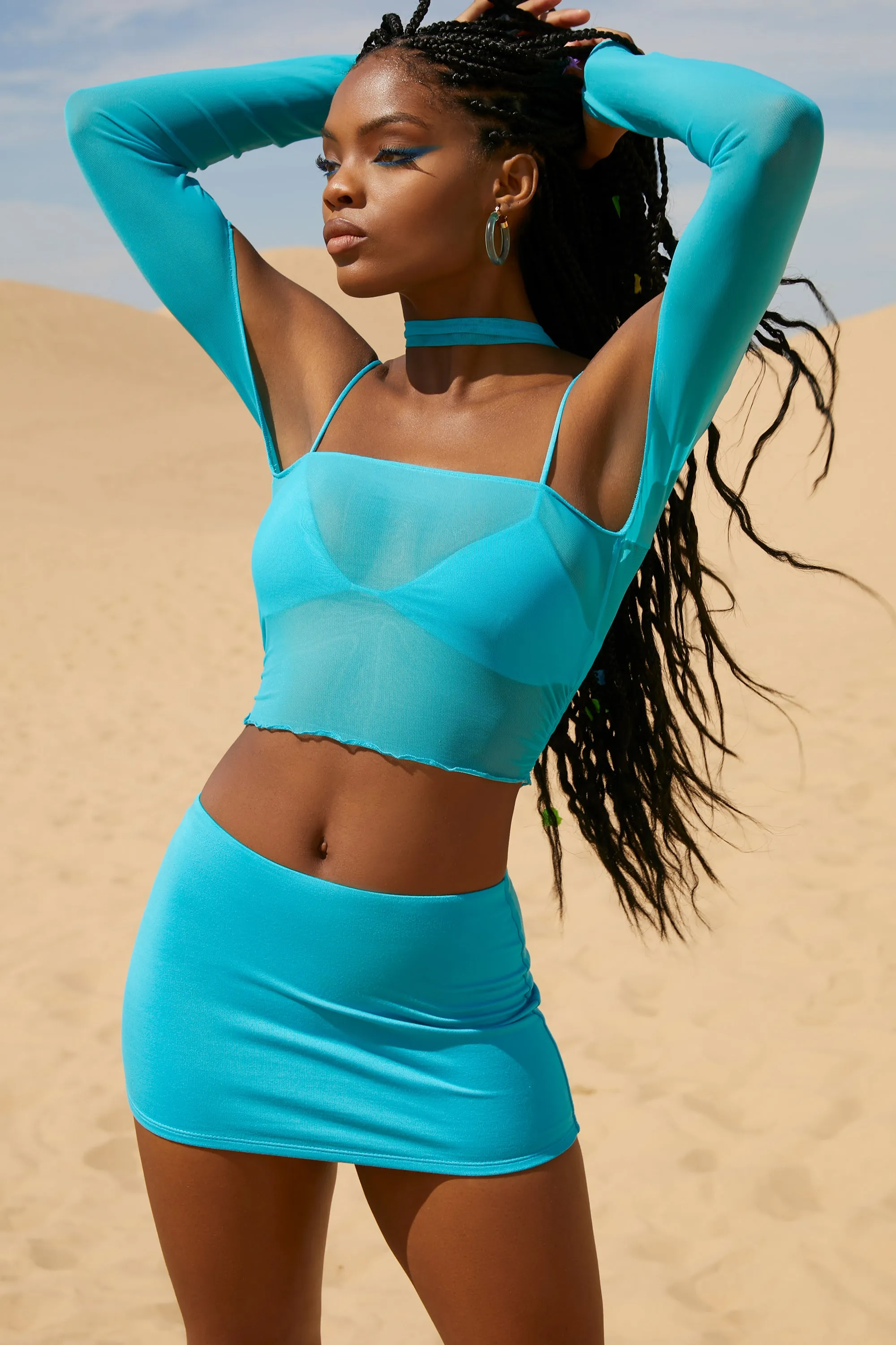 Low Rise Micro Mini Skirt in Aqua | Parallel
