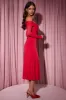 Off-Shoulder Lace-Up A-Line Midaxi Dress in Red sold by Oh Polly