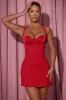 Heart-Detail Halterneck A-Line Mini Dress in Red sold by Oh Polly
