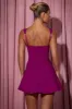 Bow-Detail A-Line Mini Dress in Plum sold by Oh Polly