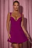 Bow-Detail A-Line Mini Dress in Plum sold by Oh Polly