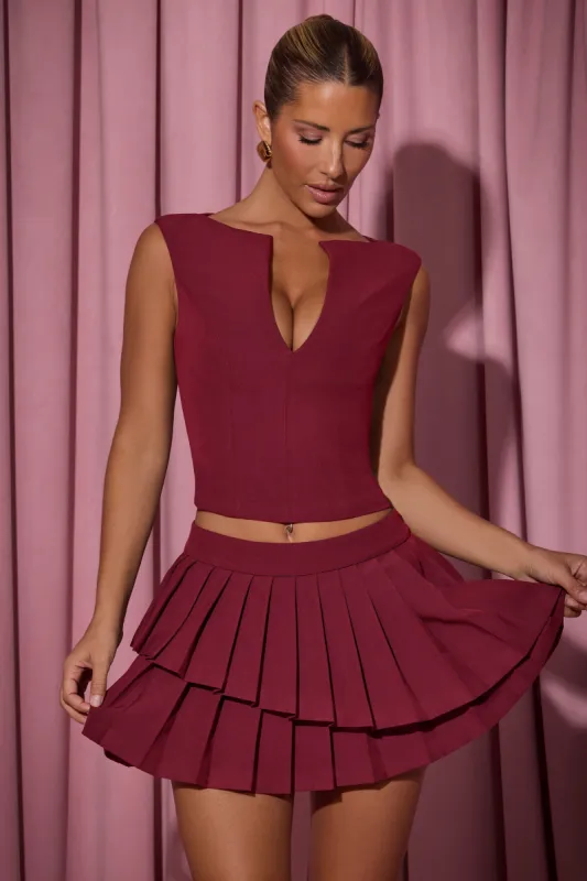 Open-Front Crop Top in Wine Red sold by Oh Polly
