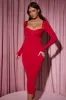 Layered Bra-Detail Ruched Midaxi Dress in Red sold by Oh Polly