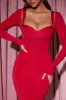 Layered Bra-Detail Ruched Midaxi Dress in Red sold by Oh Polly