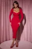 Layered Bra-Detail Ruched Midaxi Dress in Red sold by Oh Polly