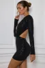 Embellished Cut-Out Mini Dress in Black sold by Oh Polly