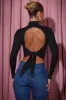 Cowl-Neck Tie-Back Top in Black sold by Oh Polly
