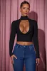 Cowl-Neck Tie-Back Top in Black sold by Oh Polly