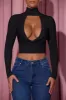 Cowl-Neck Tie-Back Top in Black sold by Oh Polly