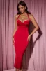 Layered Halterneck Bodycon Midi Dress in Red sold by Oh Polly