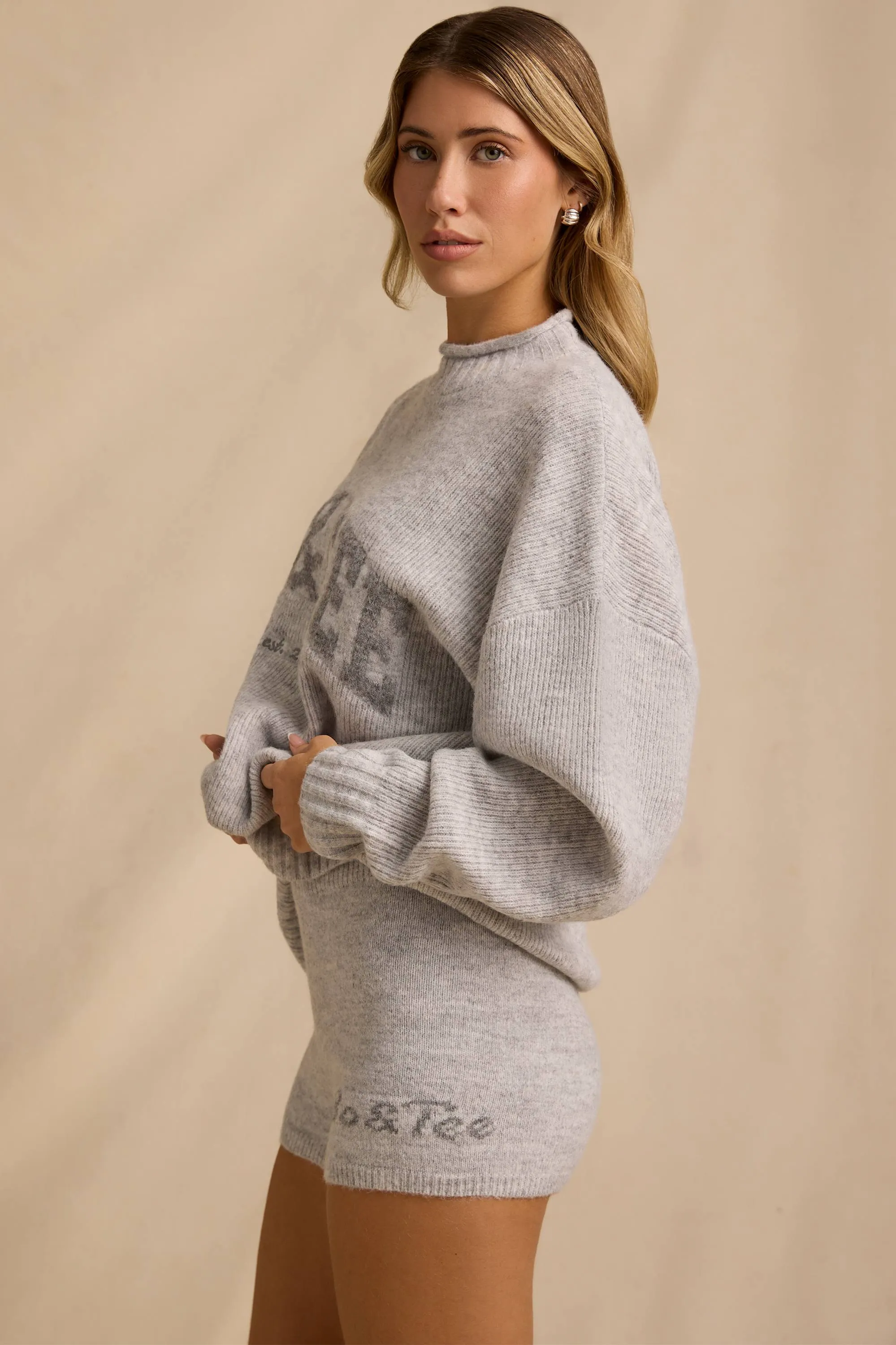 Mid-Rise Knit Mini Shorts in Ice Marl sold by Oh Polly product image thumbnail 3