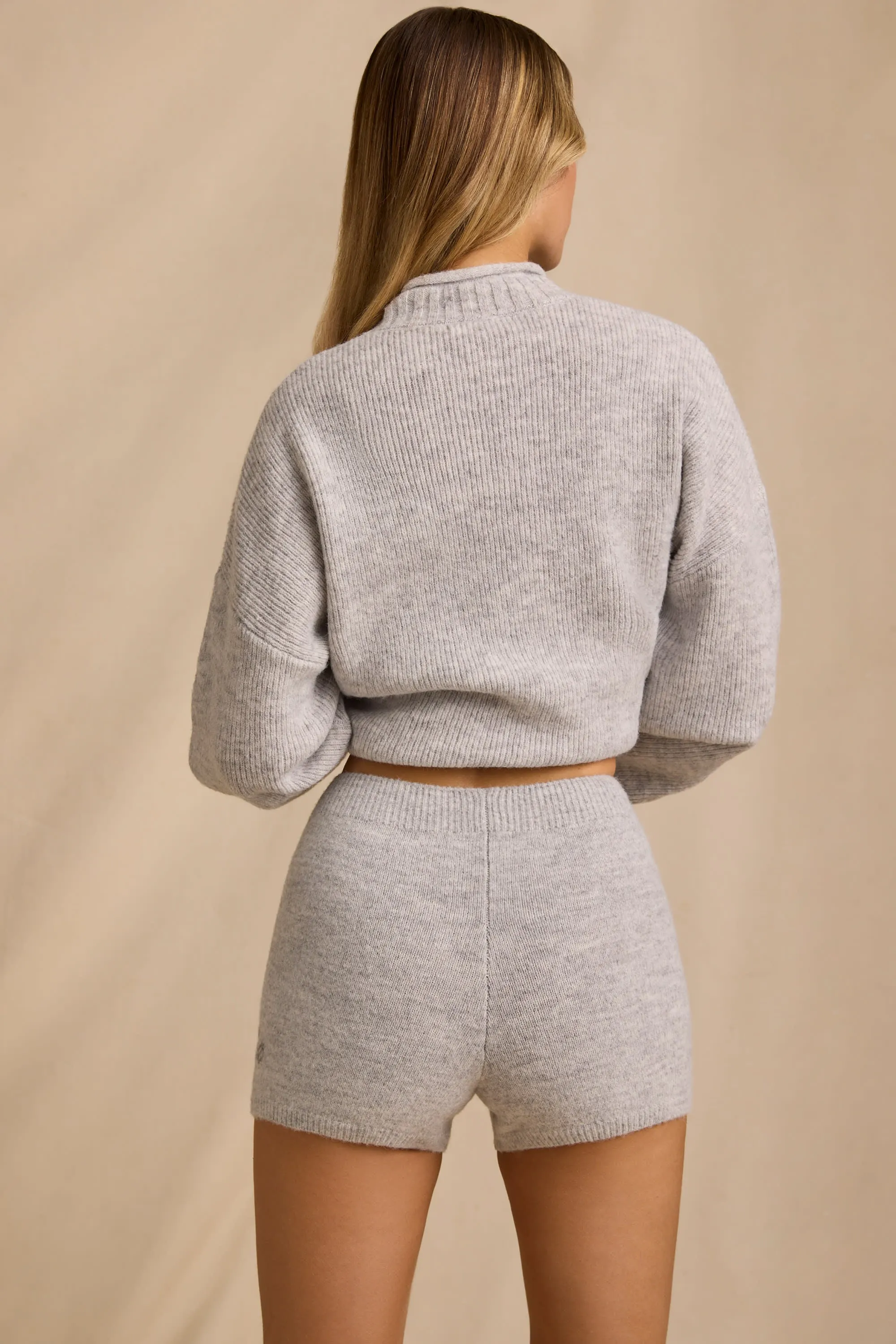Mid-Rise Knit Mini Shorts in Ice Marl sold by Oh Polly product image thumbnail 2