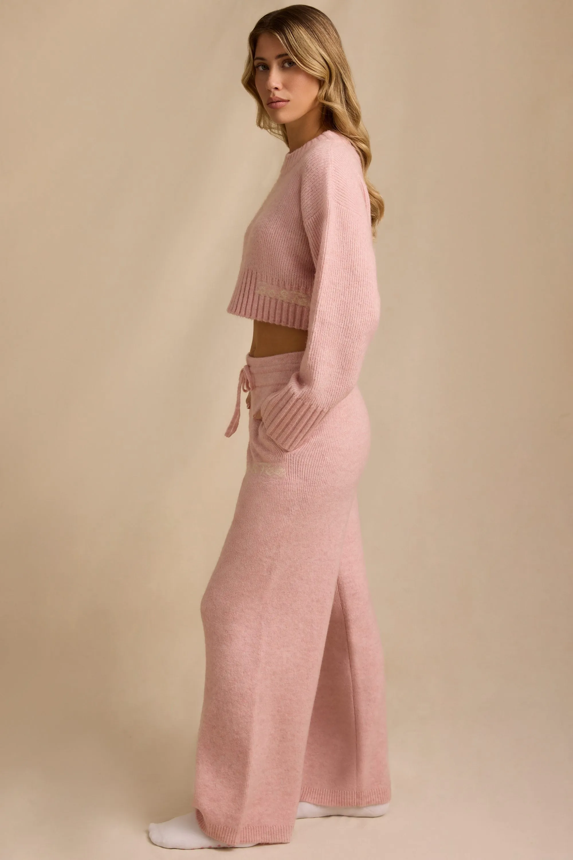 Mid-Rise Wide-Leg Joggers in Blush Pink sold by Oh Polly product image thumbnail 4