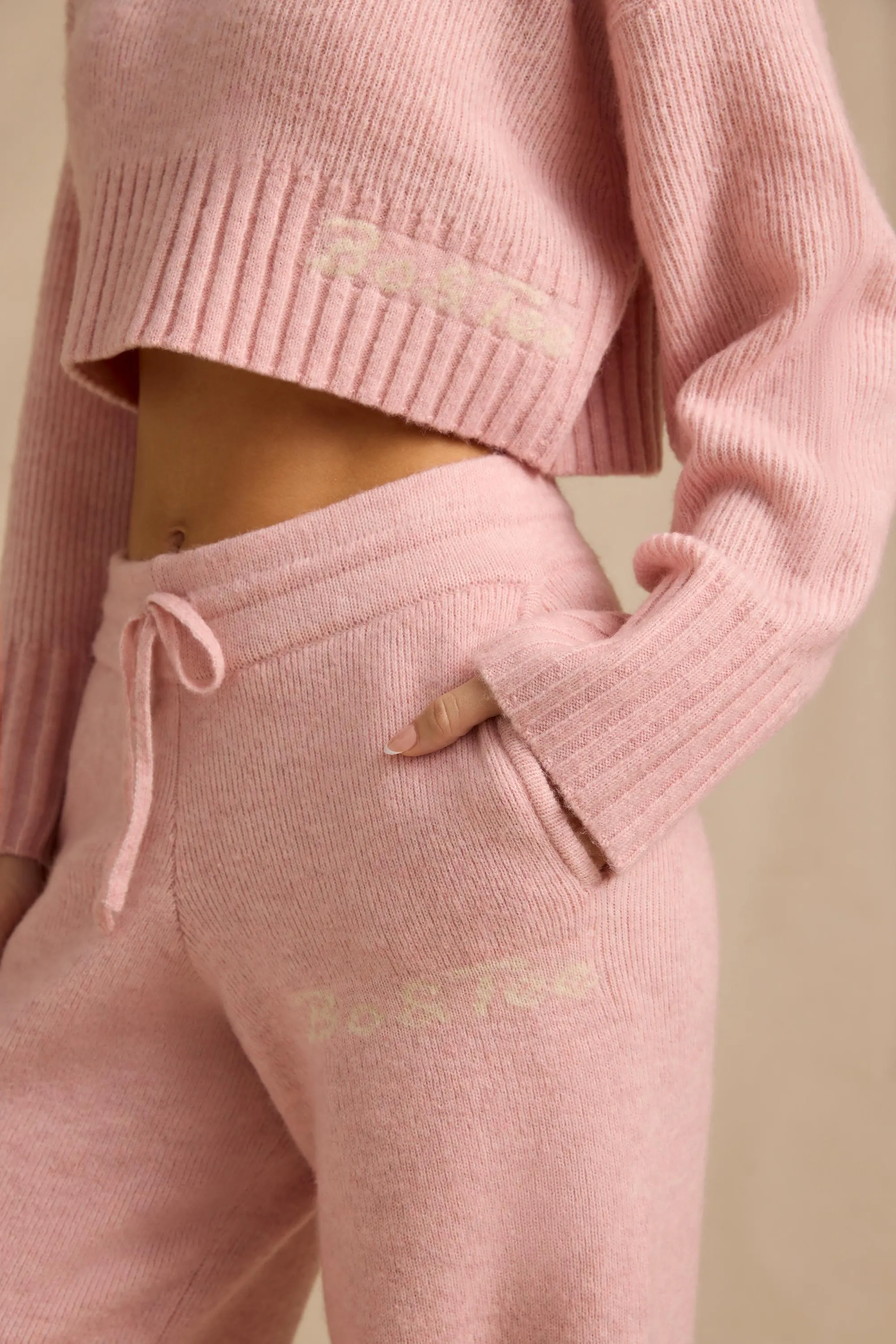 Mid-Rise Wide-Leg Joggers in Blush Pink sold by Oh Polly product image thumbnail 5