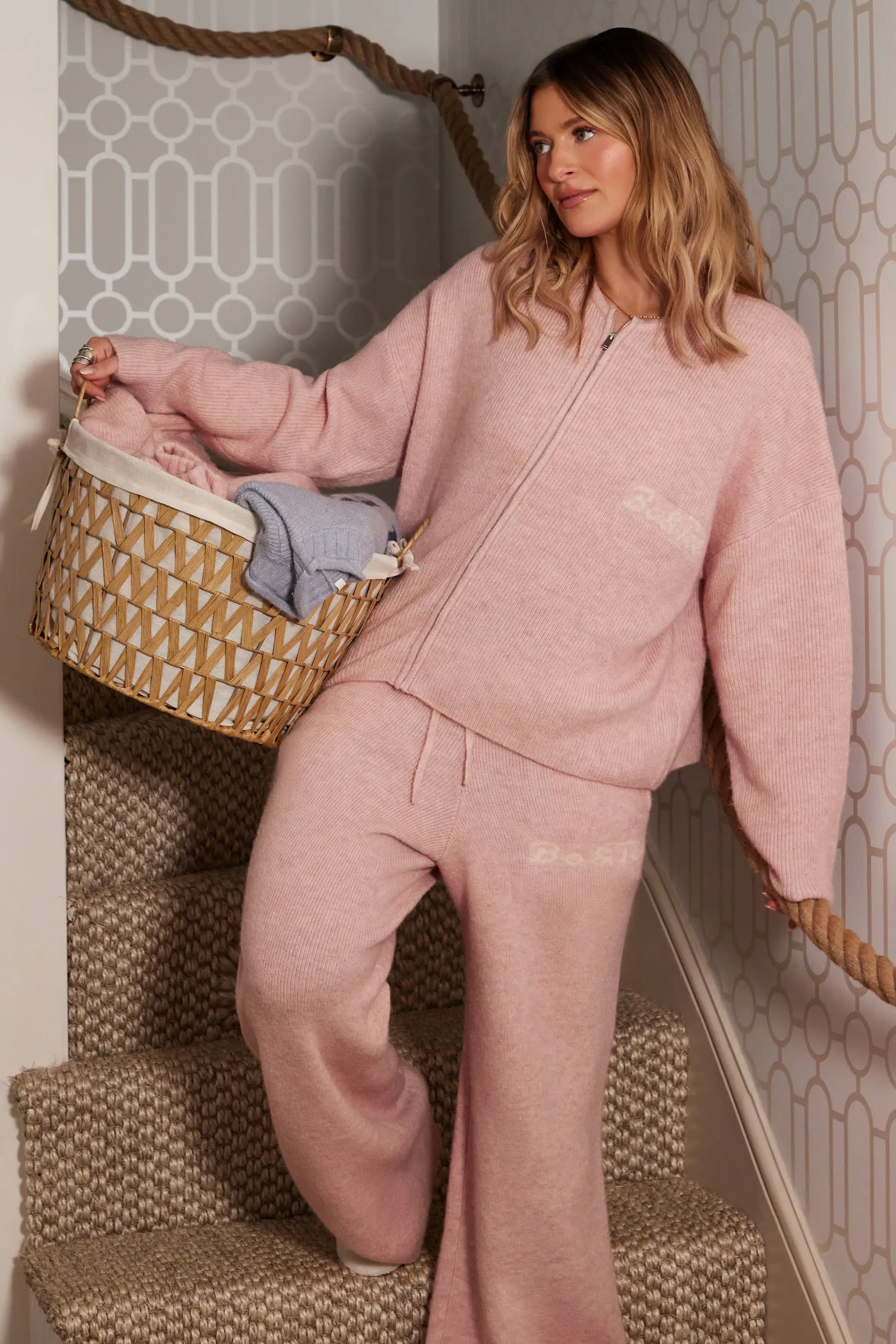 Oversized Zip-Up Cardigan in Blush Pink sold by Oh Polly