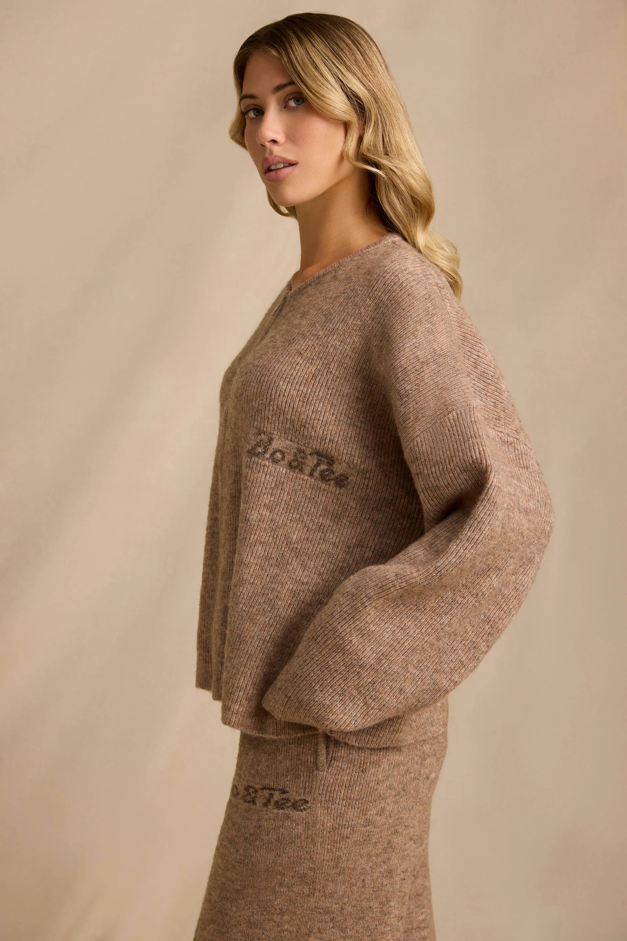 Oversized Zip-Up Cardigan in Brown Marl sold by Oh Polly product image thumbnail 4