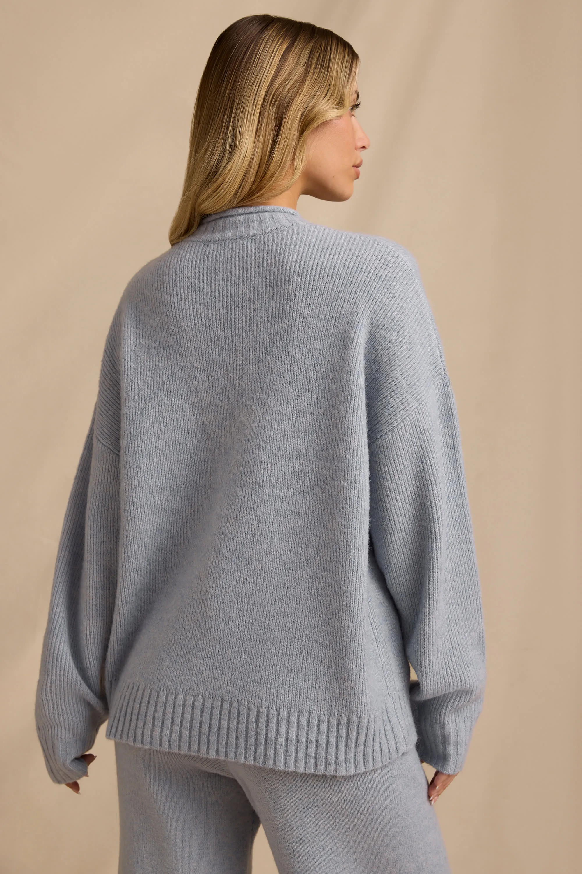 Ribbed Knit Oversized Jumper in Soft Blue sold by Oh Polly product image thumbnail 2