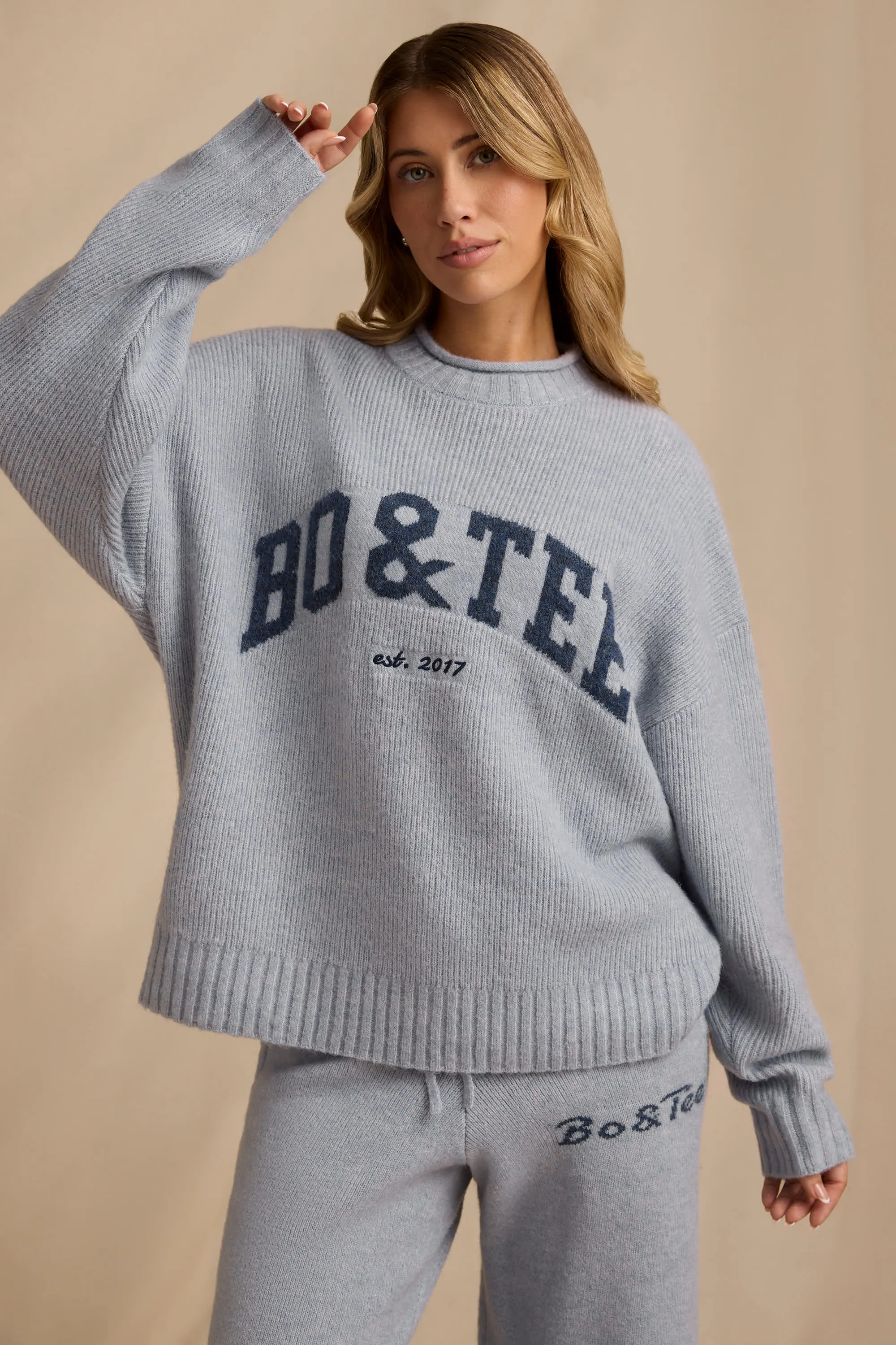 Ribbed Knit Oversized Jumper in Soft Blue sold by Oh Polly product image thumbnail 5