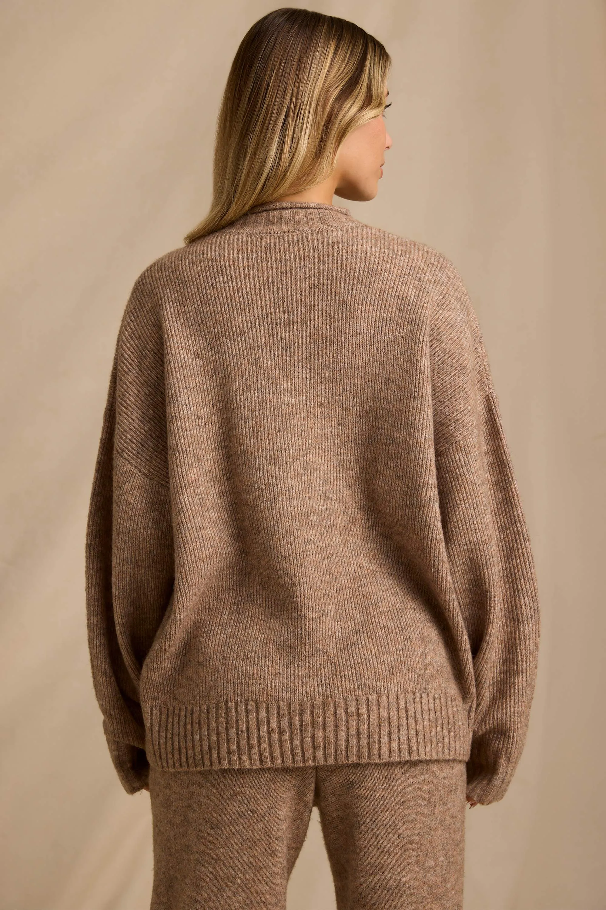 Ribbed Knit Oversized Jumper in Brown Marl sold by Oh Polly product image thumbnail 2
