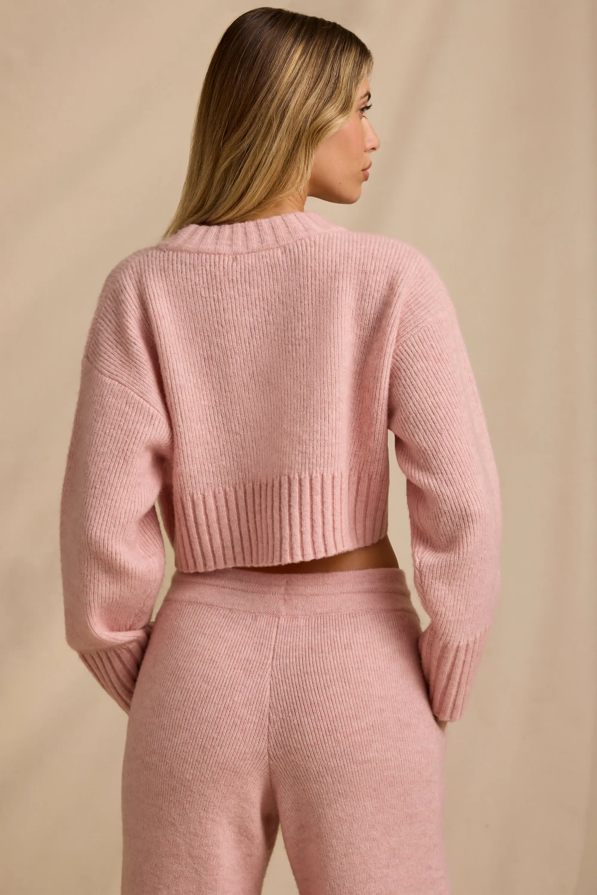 Ribbed Knit Cropped Jumper in Blush Pink sold by Oh Polly product image thumbnail 2