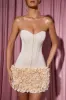 Ruffled Corset Mini Dress in Ivory sold by Oh Polly