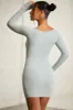 Long Sleeve Square Neck Mini Dress in Mint sold by Oh Polly