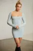 Long Sleeve Square Neck Mini Dress in Mint sold by Oh Polly