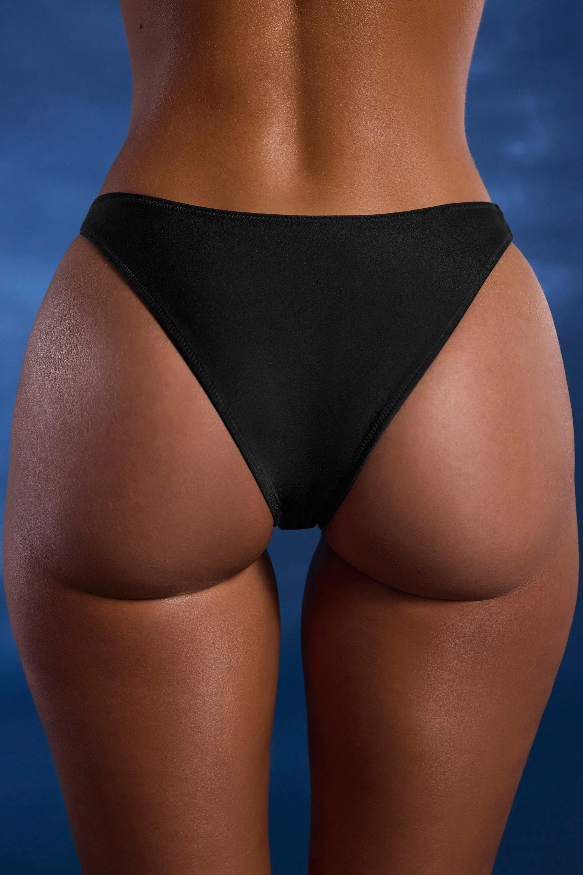 Bead-Embellished High-Leg Cheeky Bikini Bottoms in Black sold by Oh Polly product image thumbnail 5