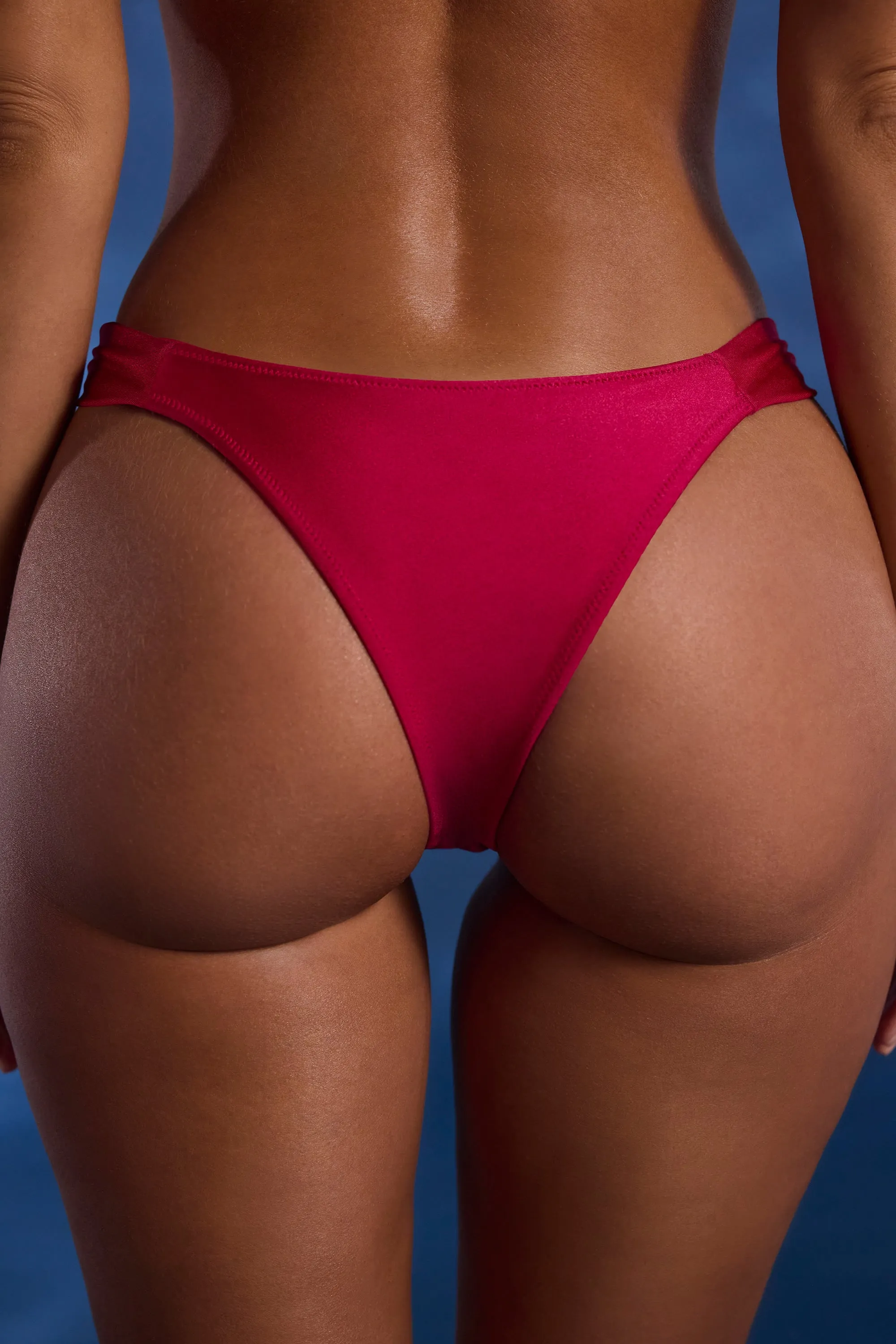 Bead-Embellished Wide-Strap Cheeky Bikini Bottoms in Raspberry Pink sold by Oh Polly product image thumbnail 5