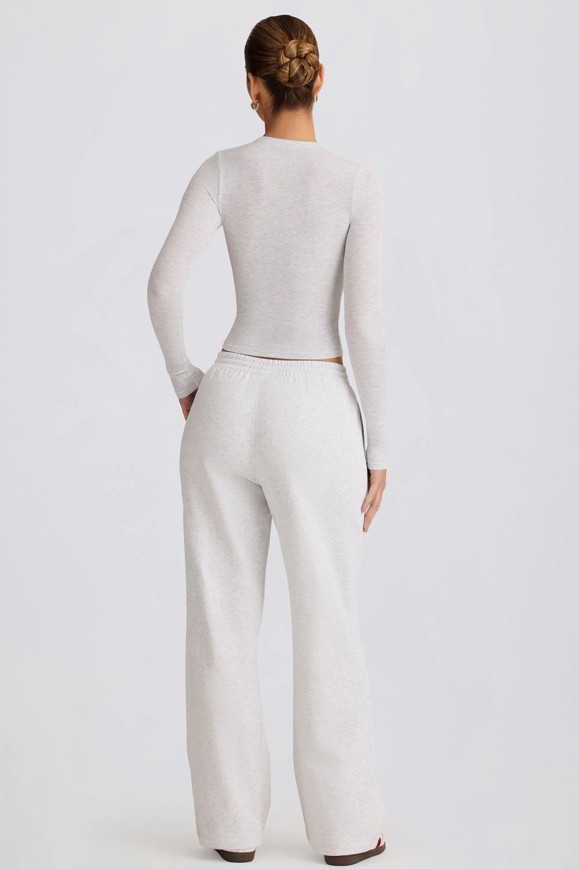 Mid-Rise Wide-Leg Joggers in Grey Marl sold by Oh Polly product image thumbnail 2