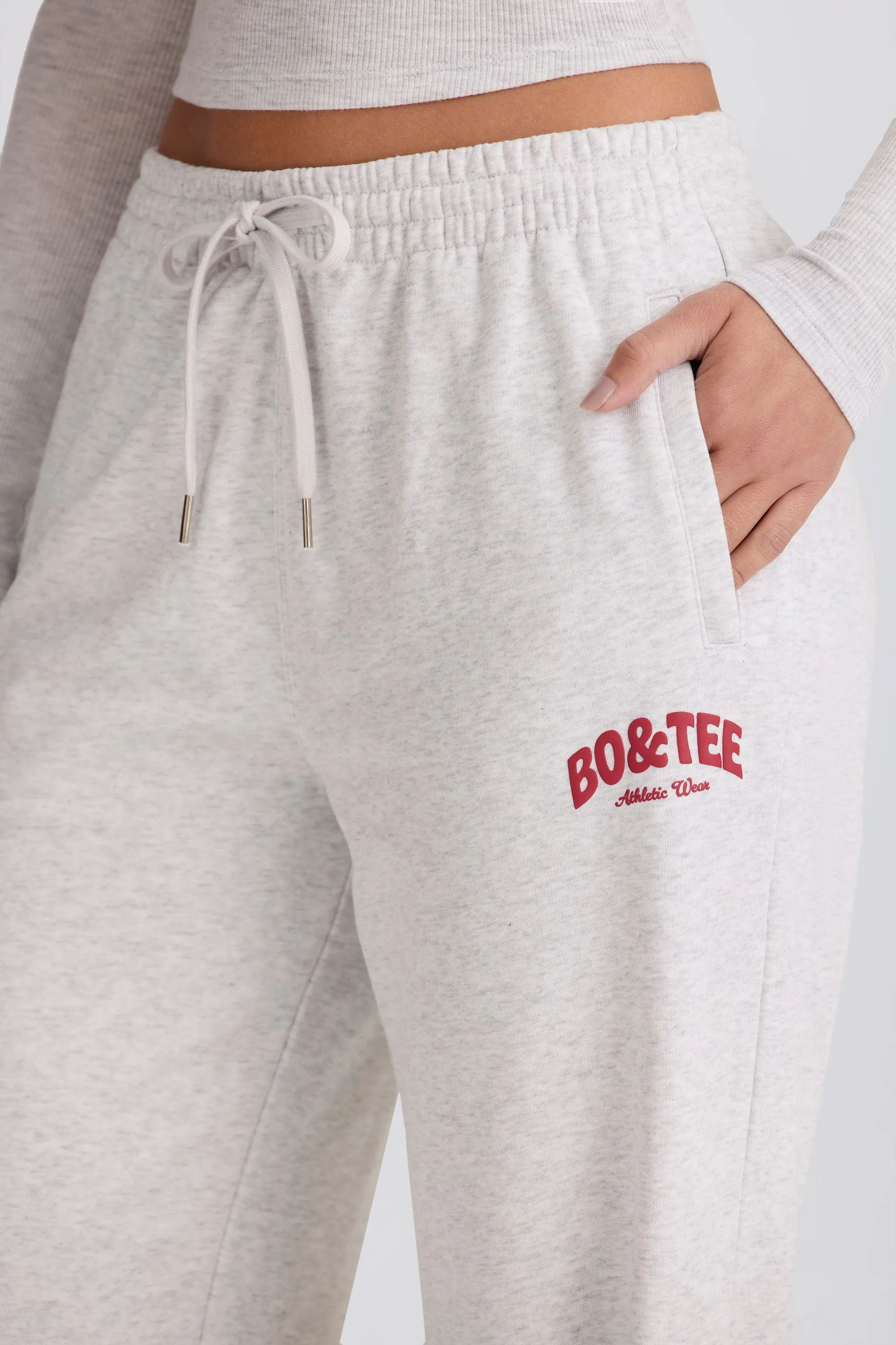 Mid-Rise Wide-Leg Joggers in Grey Marl sold by Oh Polly product image thumbnail 4