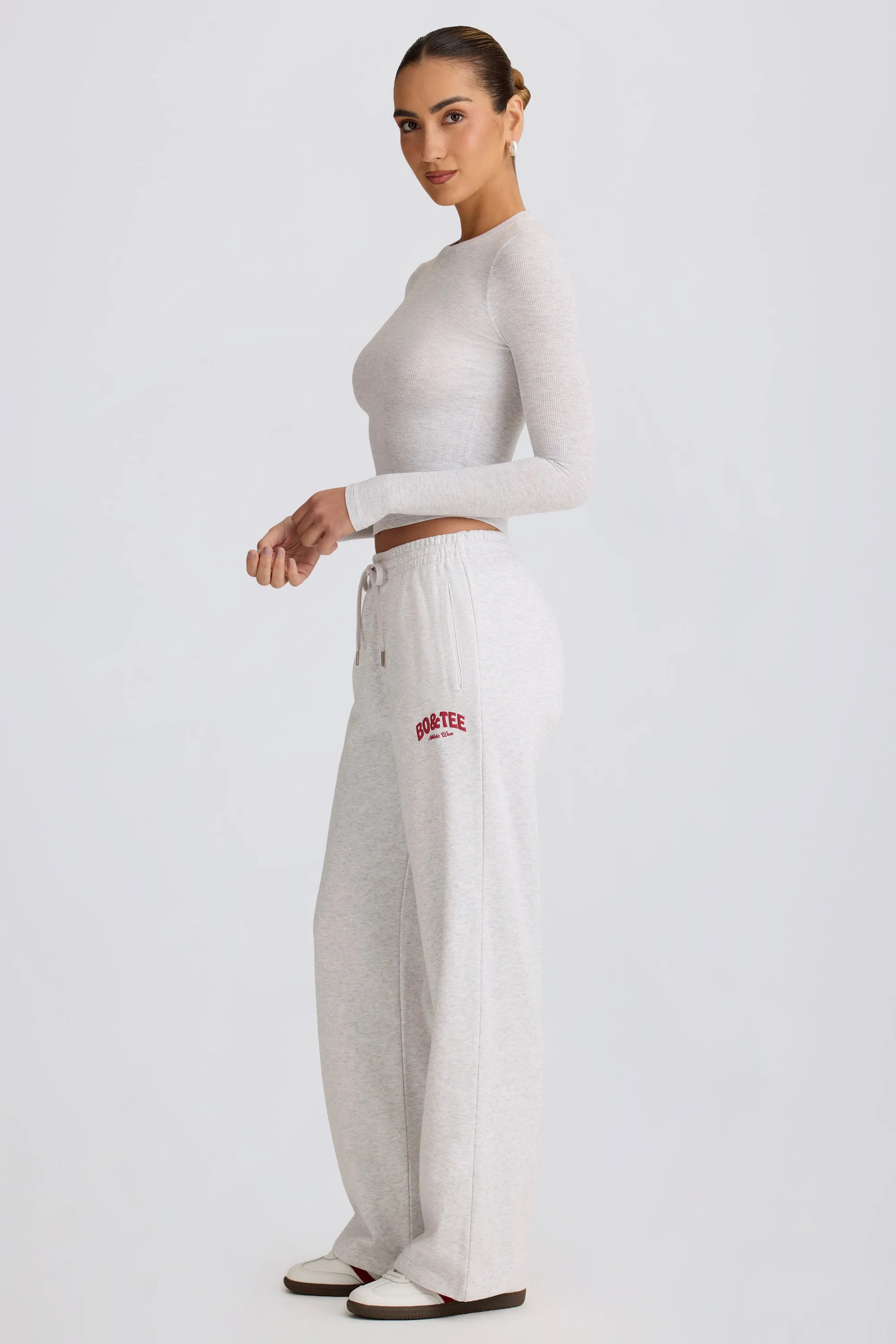 Mid-Rise Wide-Leg Joggers in Grey Marl sold by Oh Polly product image thumbnail 3